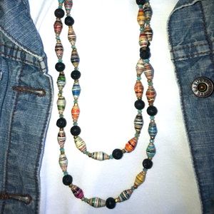 ViBella Handmade Multi Colored and Black Bead Single or Double Strand Ne…